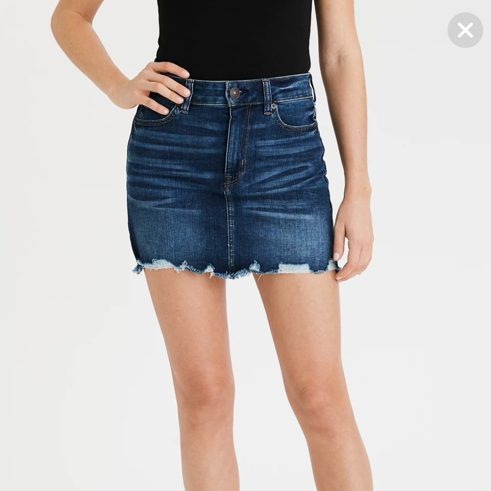 American Eagle Outfitters Distressed Blue Mini Skirt